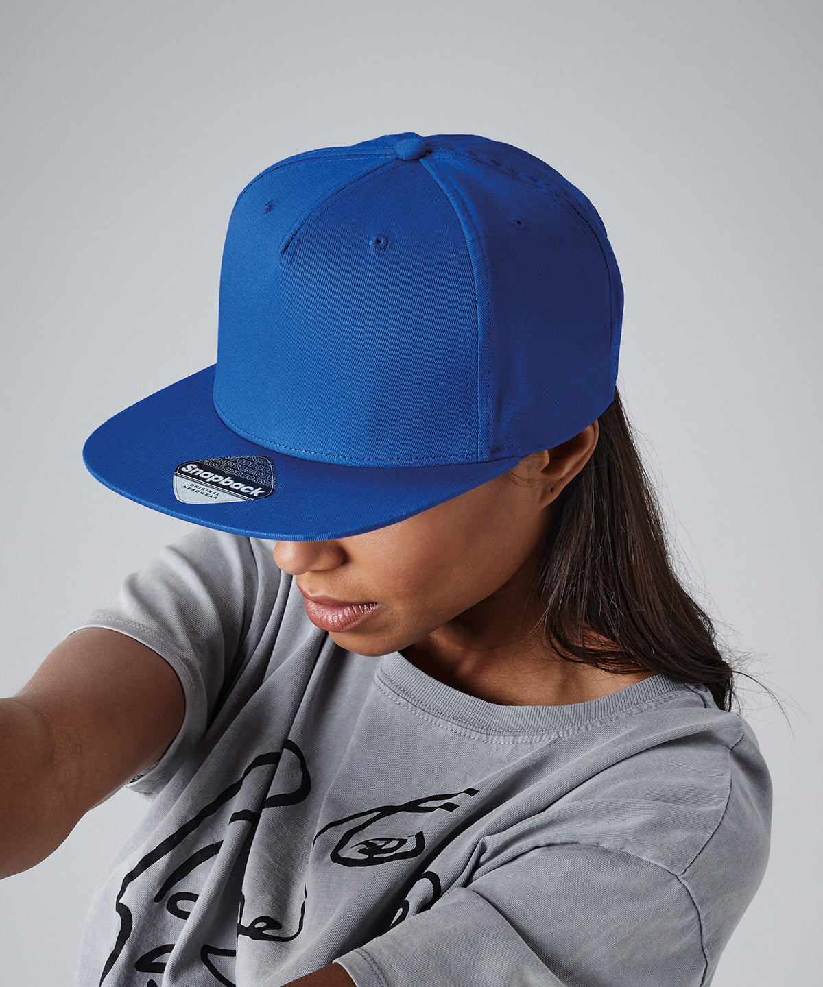 Beechfield 5-Panel Snapback Cap Retro Flat Peak Adjustable Size Rapper Style