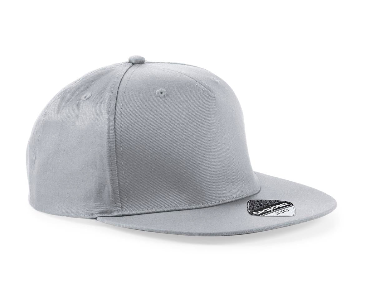 Beechfield 5-Panel Snapback Cap Retro Flat Peak Adjustable Size Rapper Style