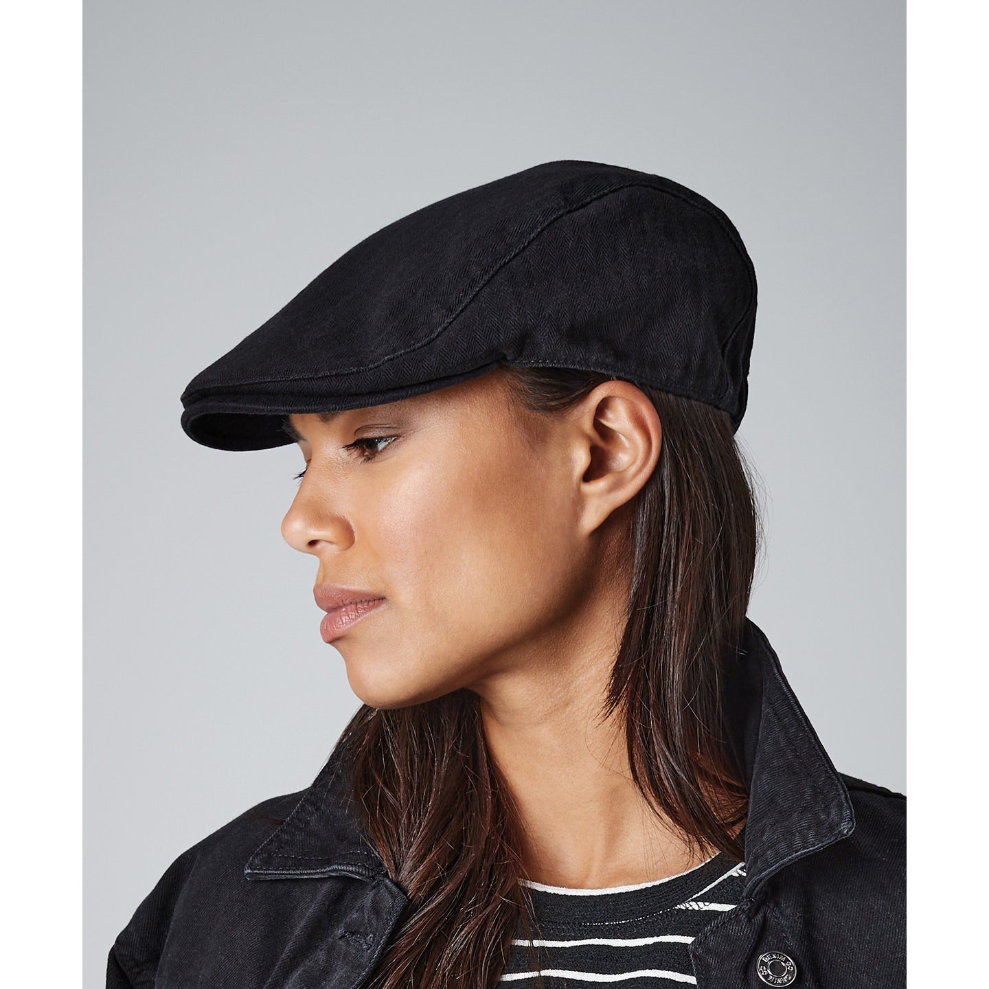 Beechfield Vintage Flat Cap Unisex Herringbone Weave Classic Style Hat