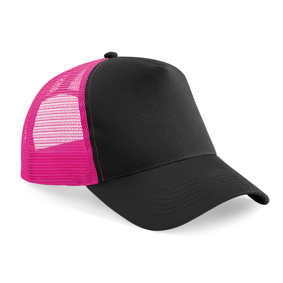 Beechfield Snapback Trucker Hat Retro Style Adjustable Cotton Front Panel
