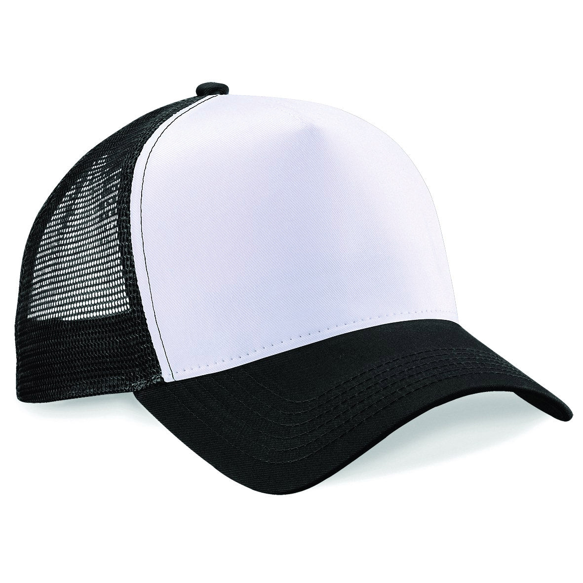 Beechfield Snapback Trucker Hat Retro Style Adjustable Cotton Front Panel