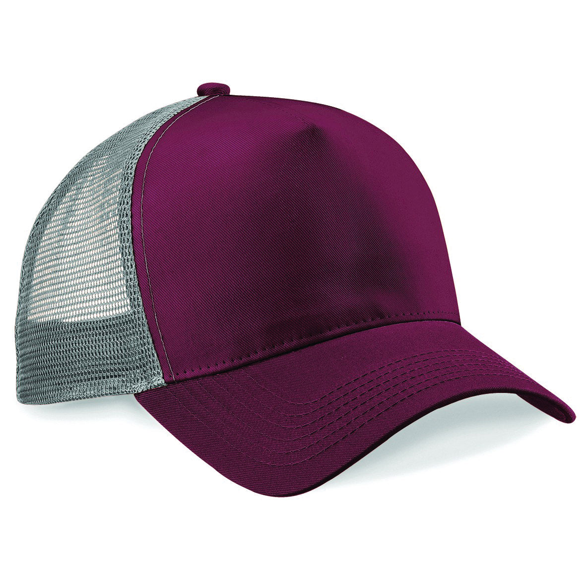 Beechfield Snapback Trucker Hat Retro Style Adjustable Cotton Front Panel