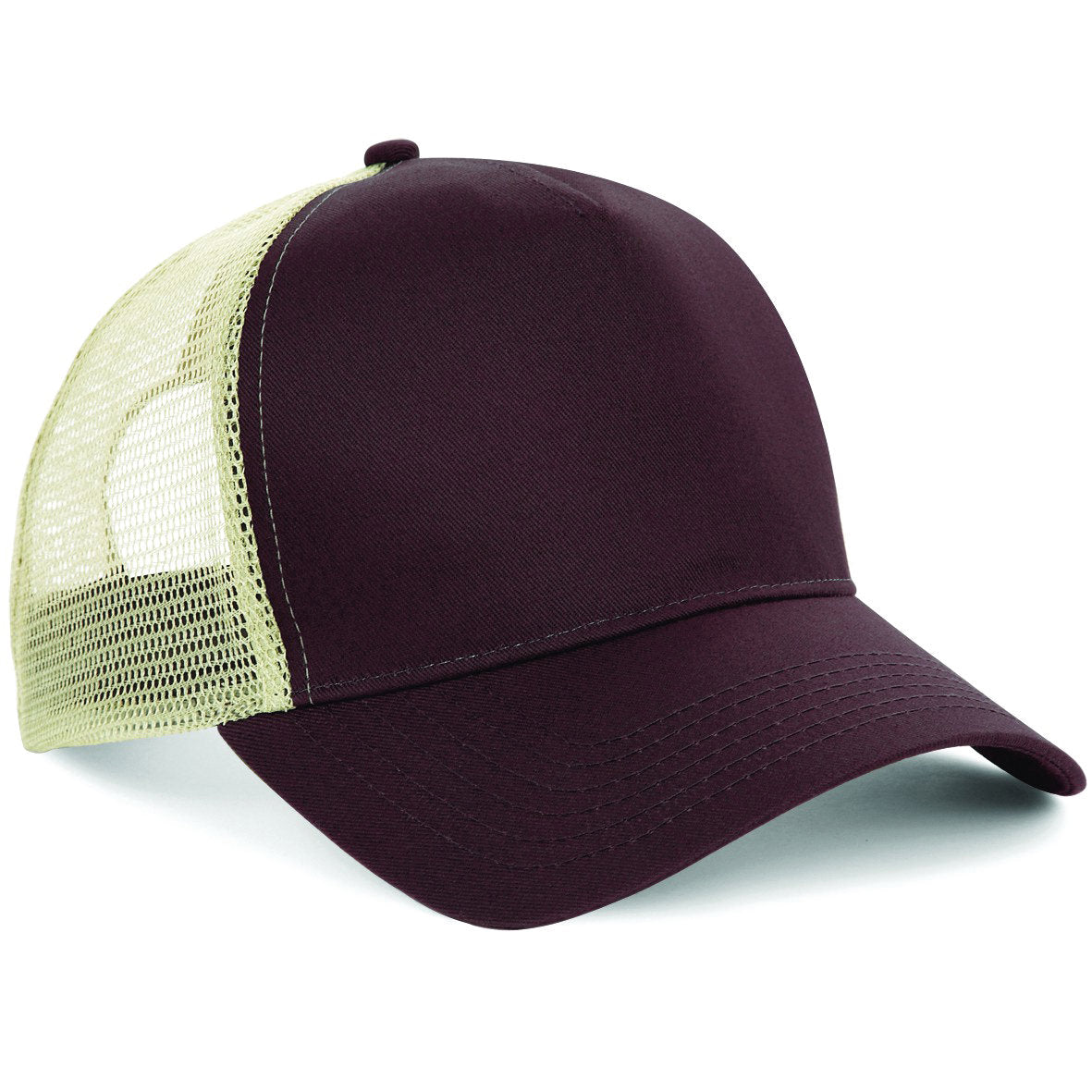 Beechfield Snapback Trucker Hat Retro Style Adjustable Cotton Front Panel