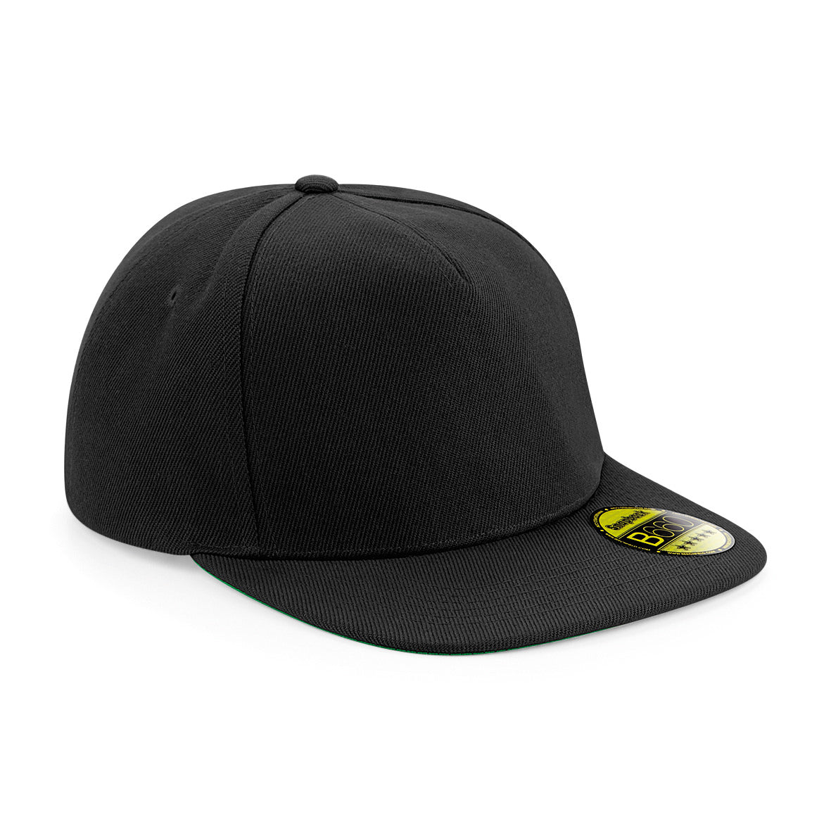 Beechfield Original Flat Peak Snapback Cap Green Underpeak Retro Style
