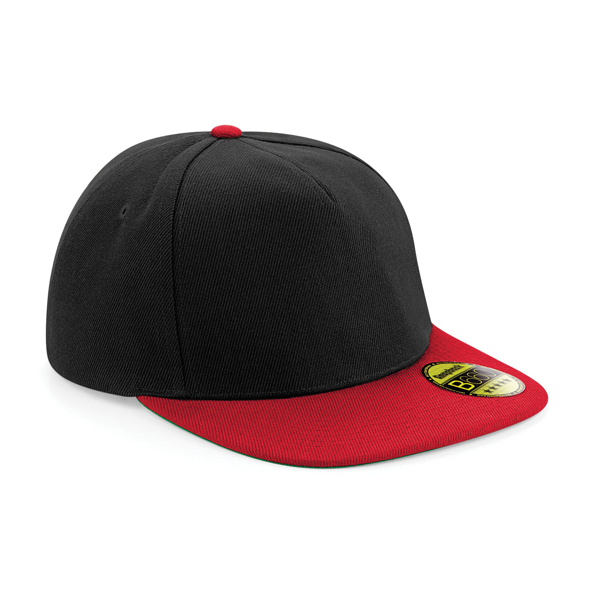 Beechfield Original Flat Peak Snapback Cap Green Underpeak Retro Style