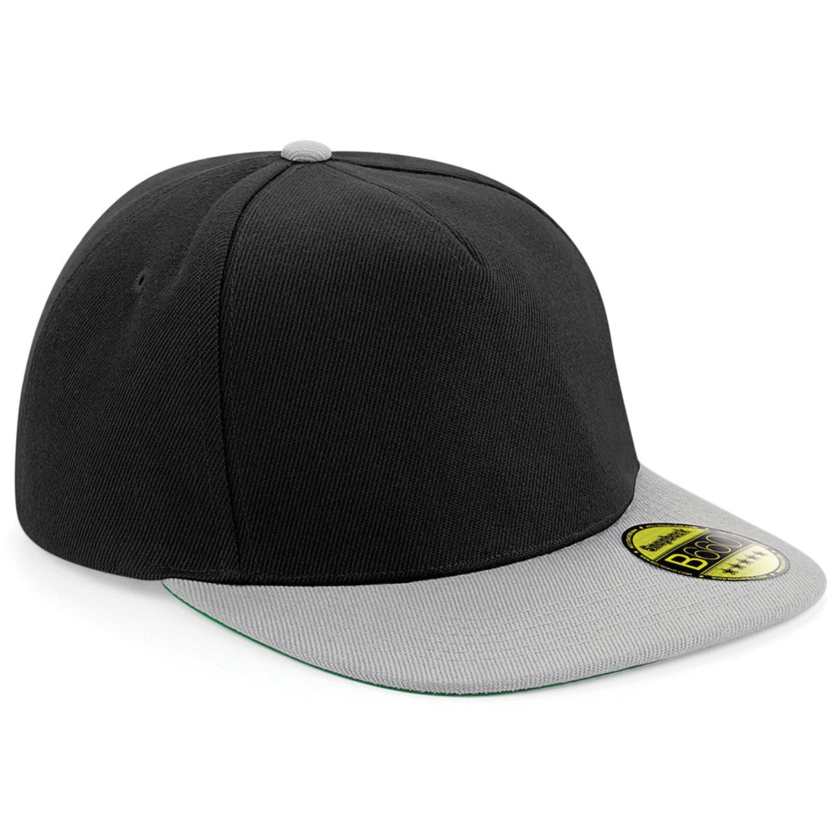 Beechfield Original Flat Peak Snapback Cap Green Underpeak Retro Style