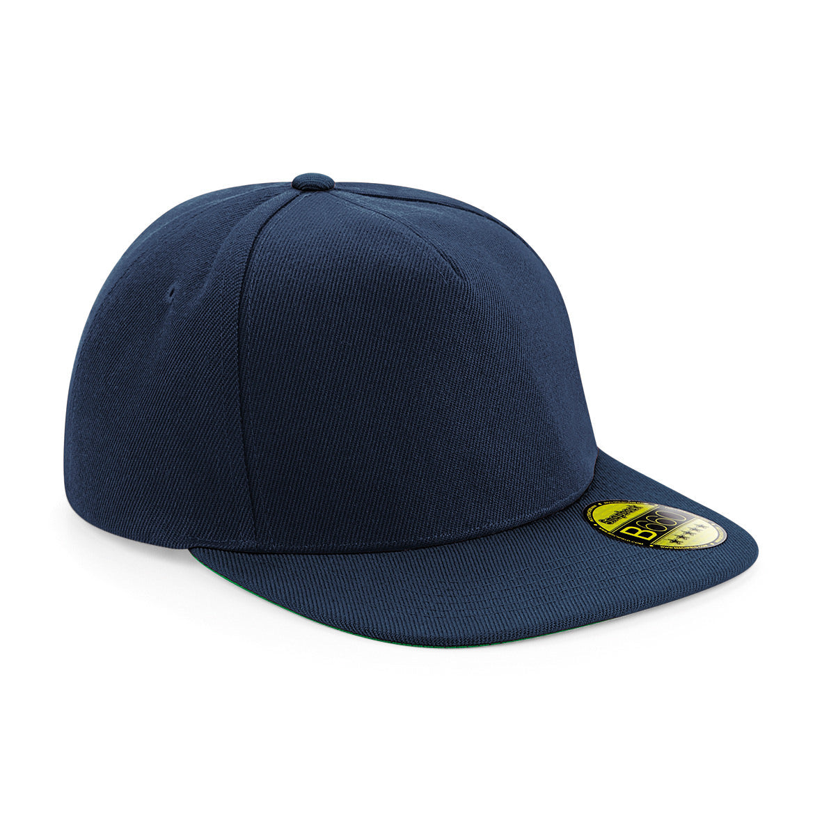 Beechfield Original Flat Peak Snapback Cap Green Underpeak Retro Style