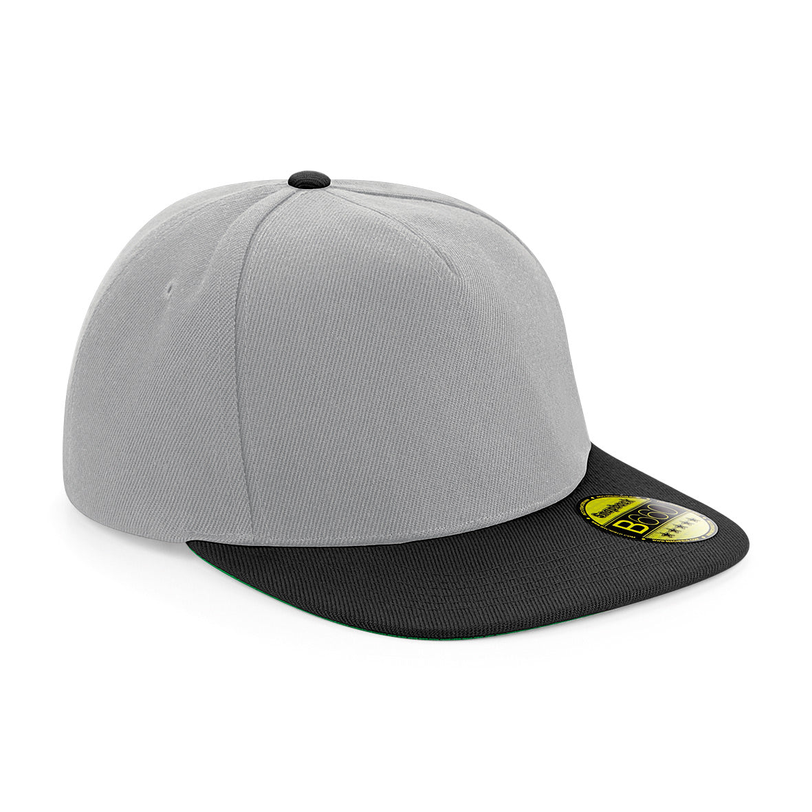Beechfield Original Flat Peak Snapback Cap Green Underpeak Retro Style
