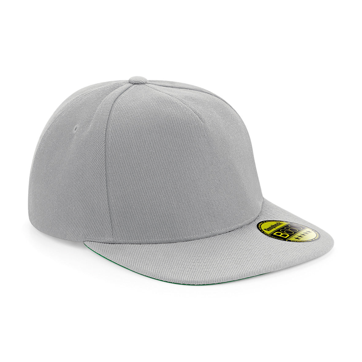 Beechfield Original Flat Peak Snapback Cap Green Underpeak Retro Style