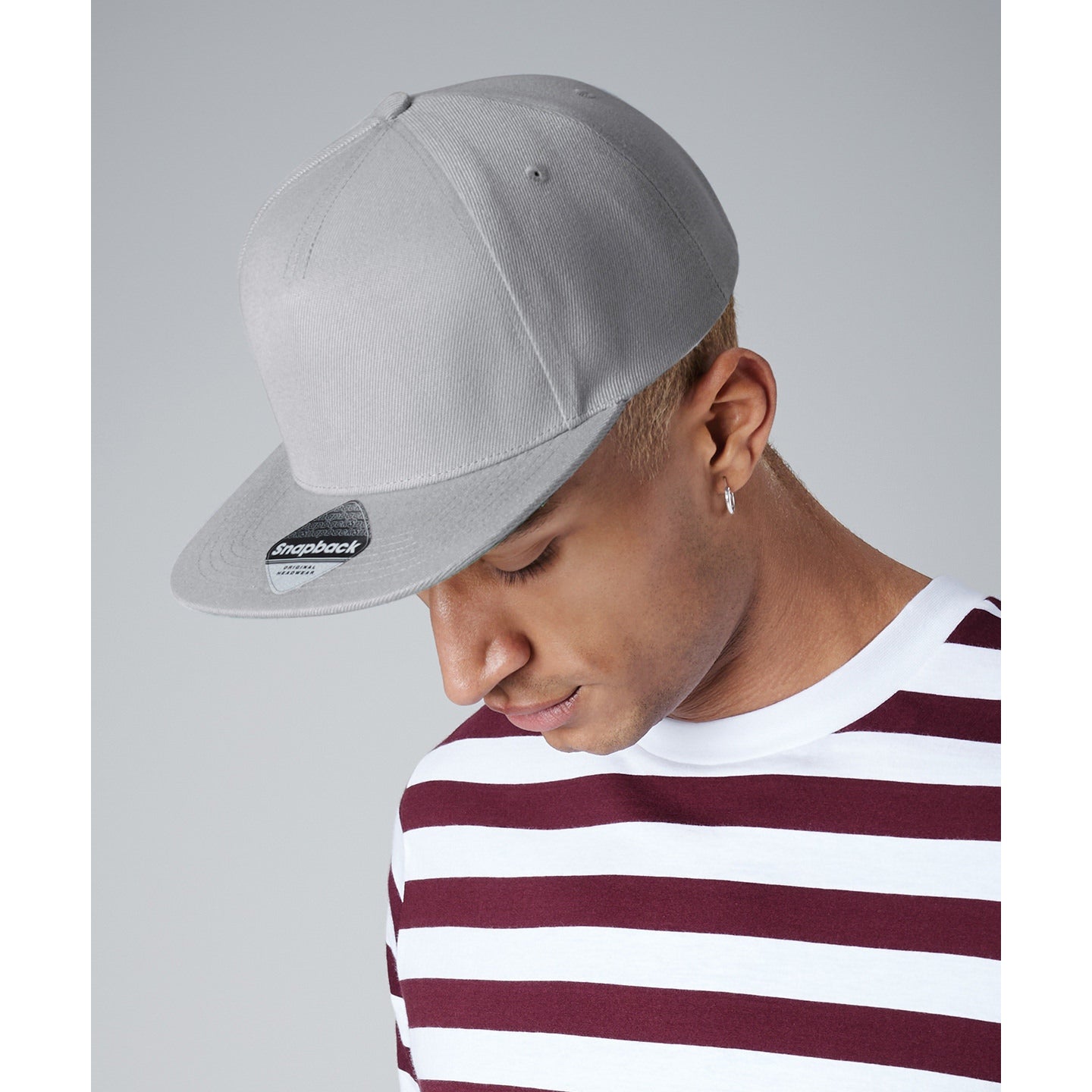 Beechfield Original Flat Peak Snapback Cap Green Underpeak Retro Style