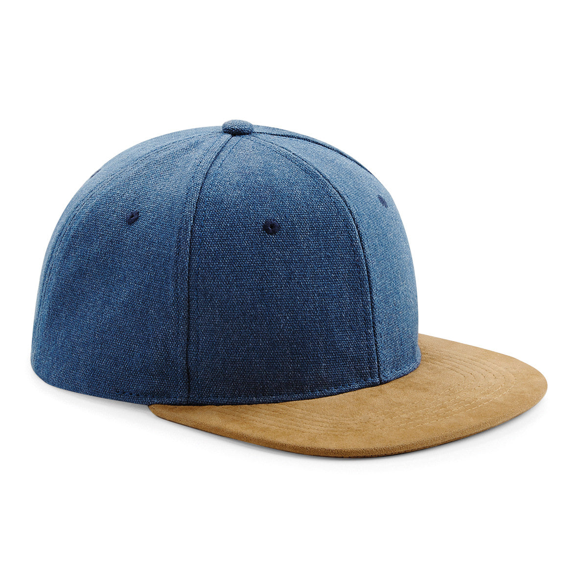 Beechfield Suede Peak Snapback Cap Retro Style Adjustable 6-Panel Design