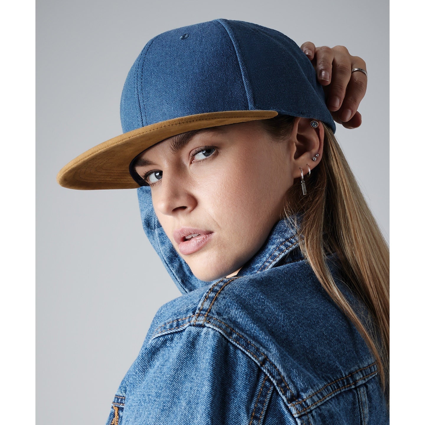 Beechfield Suede Peak Snapback Cap Retro Style Adjustable 6-Panel Design