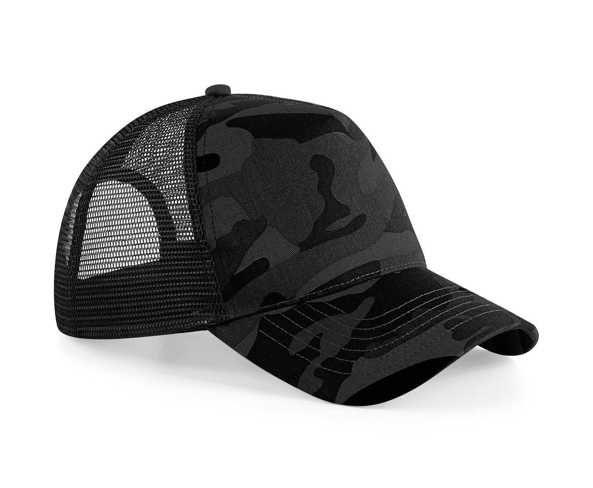 Beechfield Camo Snapback Trucker Hat 5-Panel Retro Adjustable Size Brand New