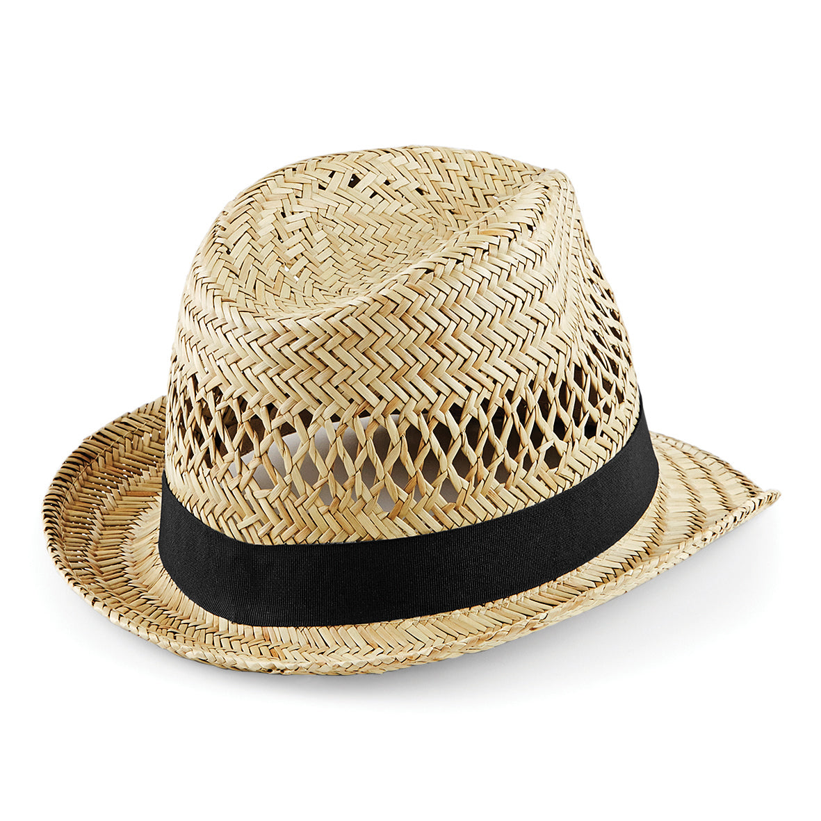 Beechfield Handmade Straw Summer Trilby Hat Unisex with TearAway Label