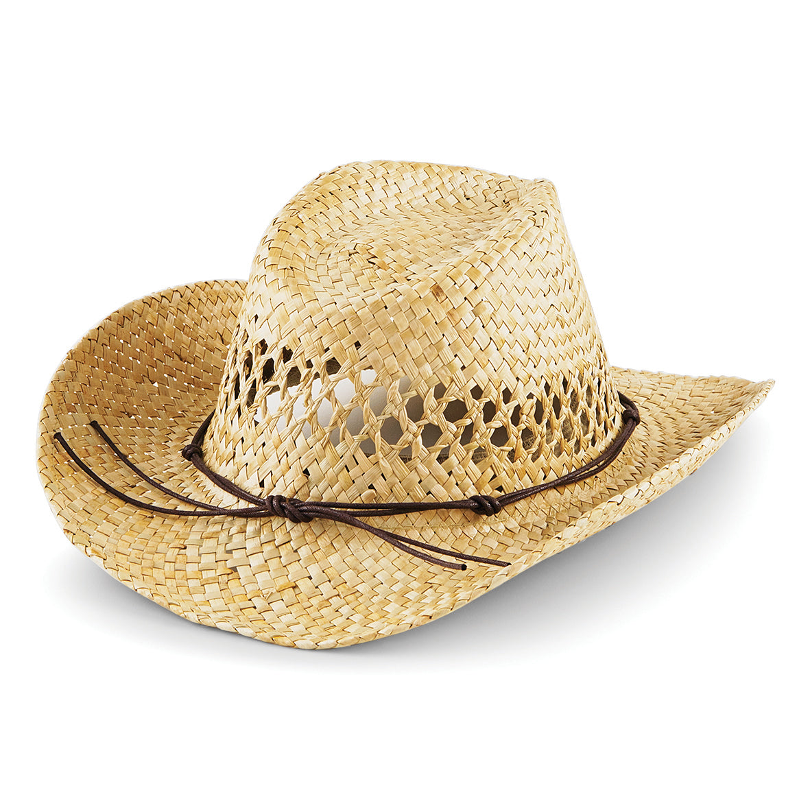 Beechfield Handmade Straw Cowboy Hat with Wired Brim and Elastic Sweatband