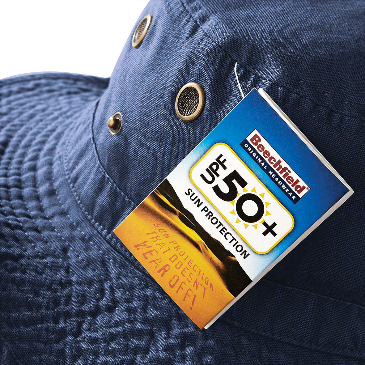 Beechfield Outback Hat UPF50+ Protection Chin Strap Press Stud Side Turn-Ups