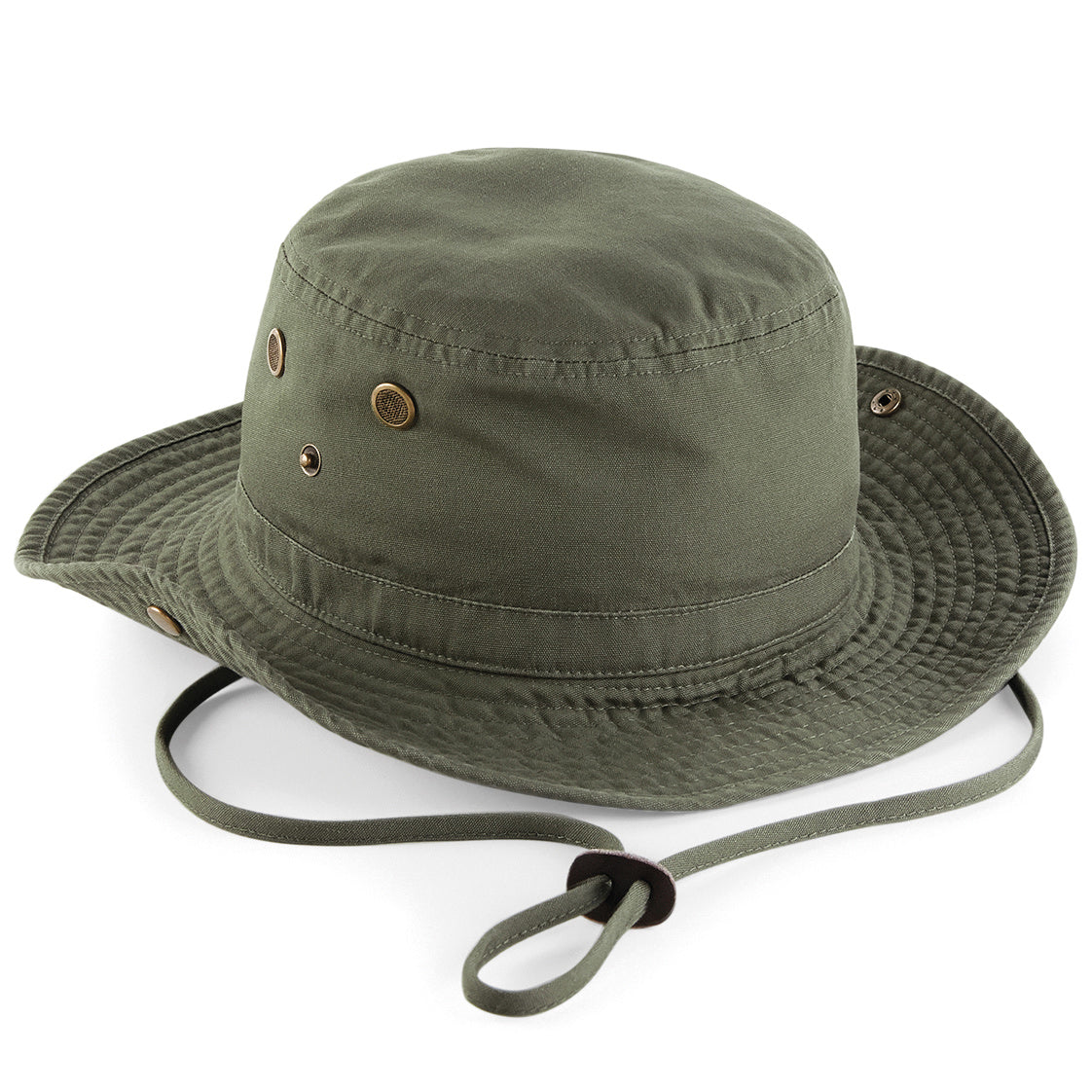 Beechfield Outback Hat UPF50+ Protection Chin Strap Press Stud Side Turn-Ups