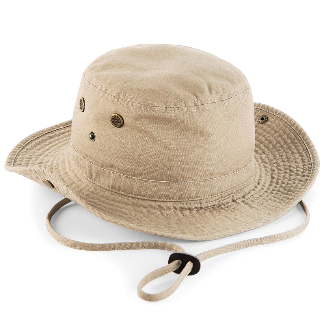 Beechfield Outback Hat UPF50+ Protection Chin Strap Press Stud Side Turn-Ups