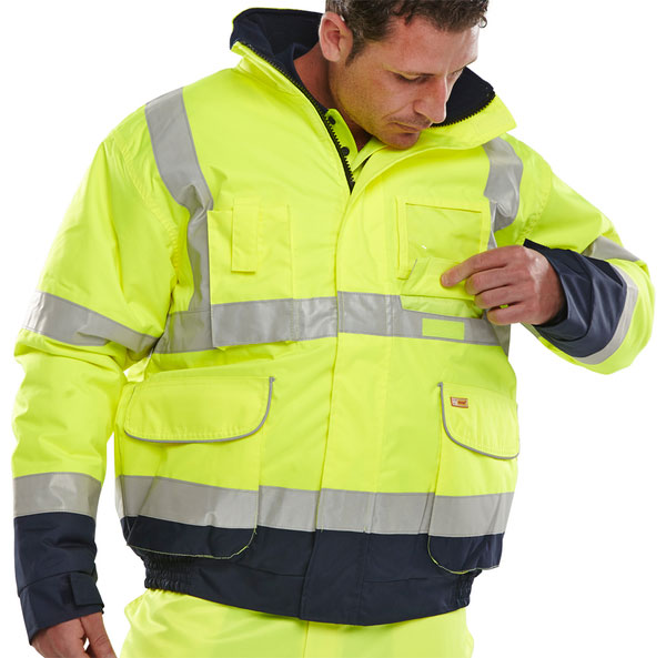 Beeswift SPD208 Two Tone Bomber Jacket Heavyweight Waterproof Fleece Lined