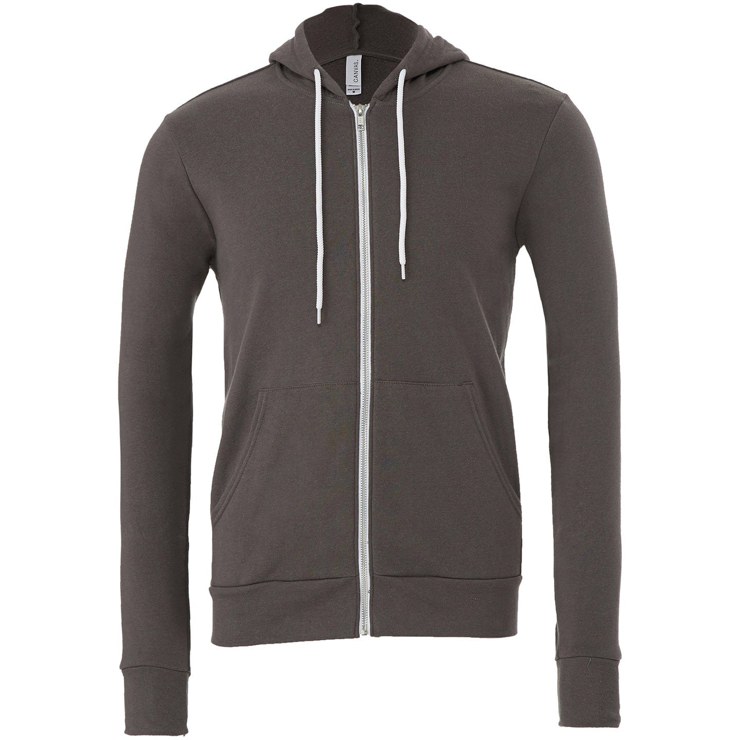 Bella Canvas Unisex Polycotton Fleece Full-Zip Hoodie Asphalt Relaxed Fit