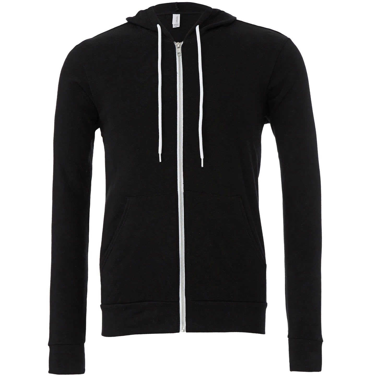 Bella Canvas Unisex Polycotton Fleece Full-Zip Hoodie Black Relaxed Fit