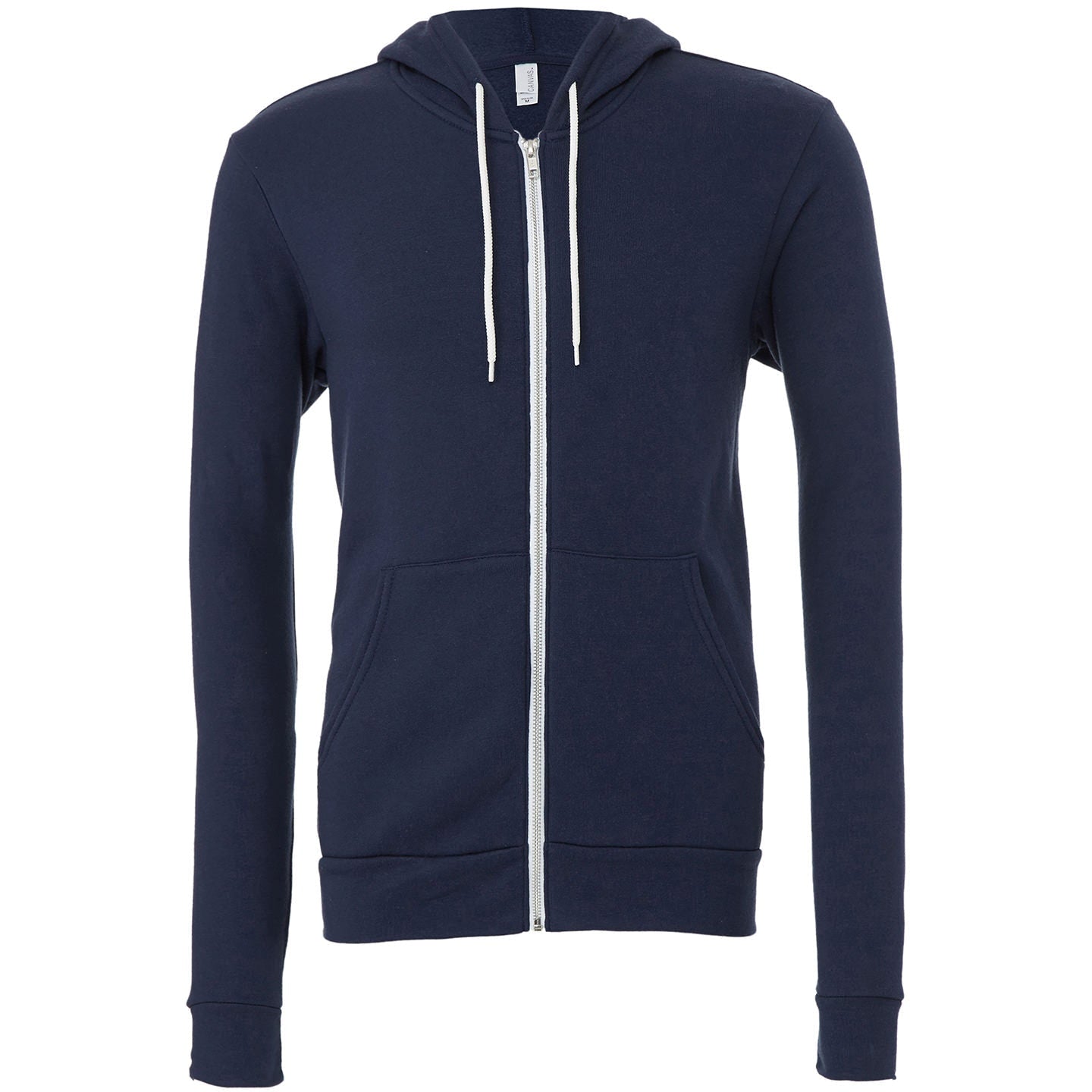 Bella Canvas Unisex Polycotton Fleece Full-Zip Hoodie Navy Relaxed Fit
