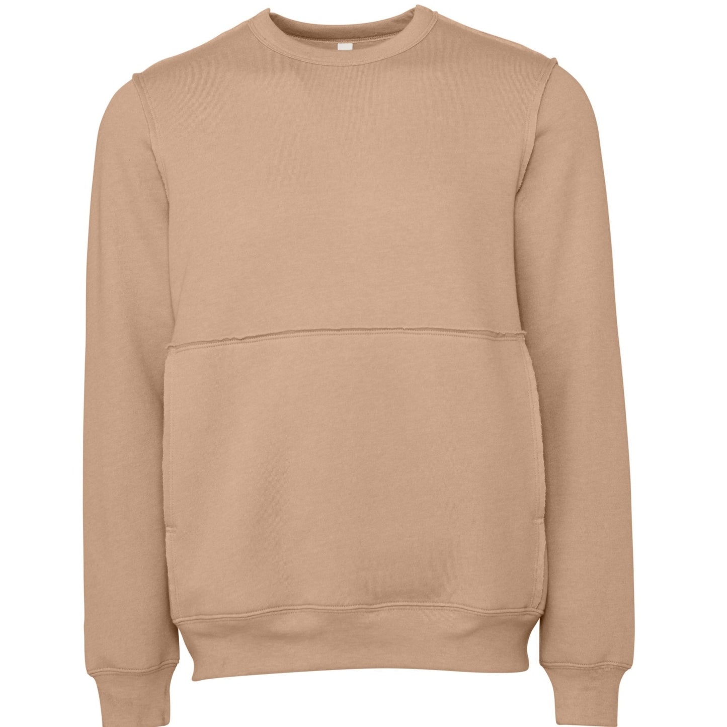 Bella Canvas Unisex Raw-Seam Crew Pullover Oversized Kangaroo Pocket Fleece