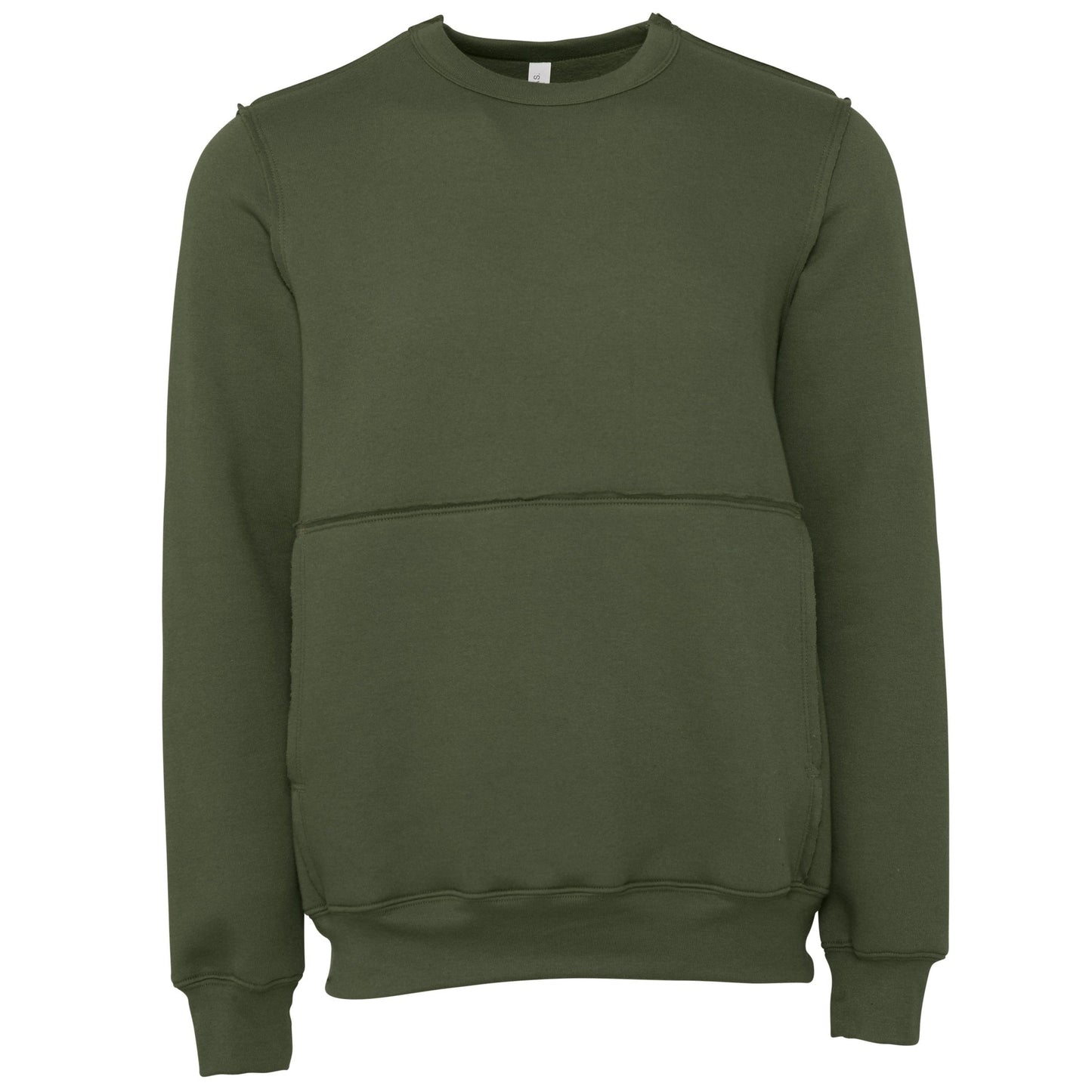 Bella Canvas Unisex Raw-Seam Crew Pullover Oversized Kangaroo Pocket Fleece
