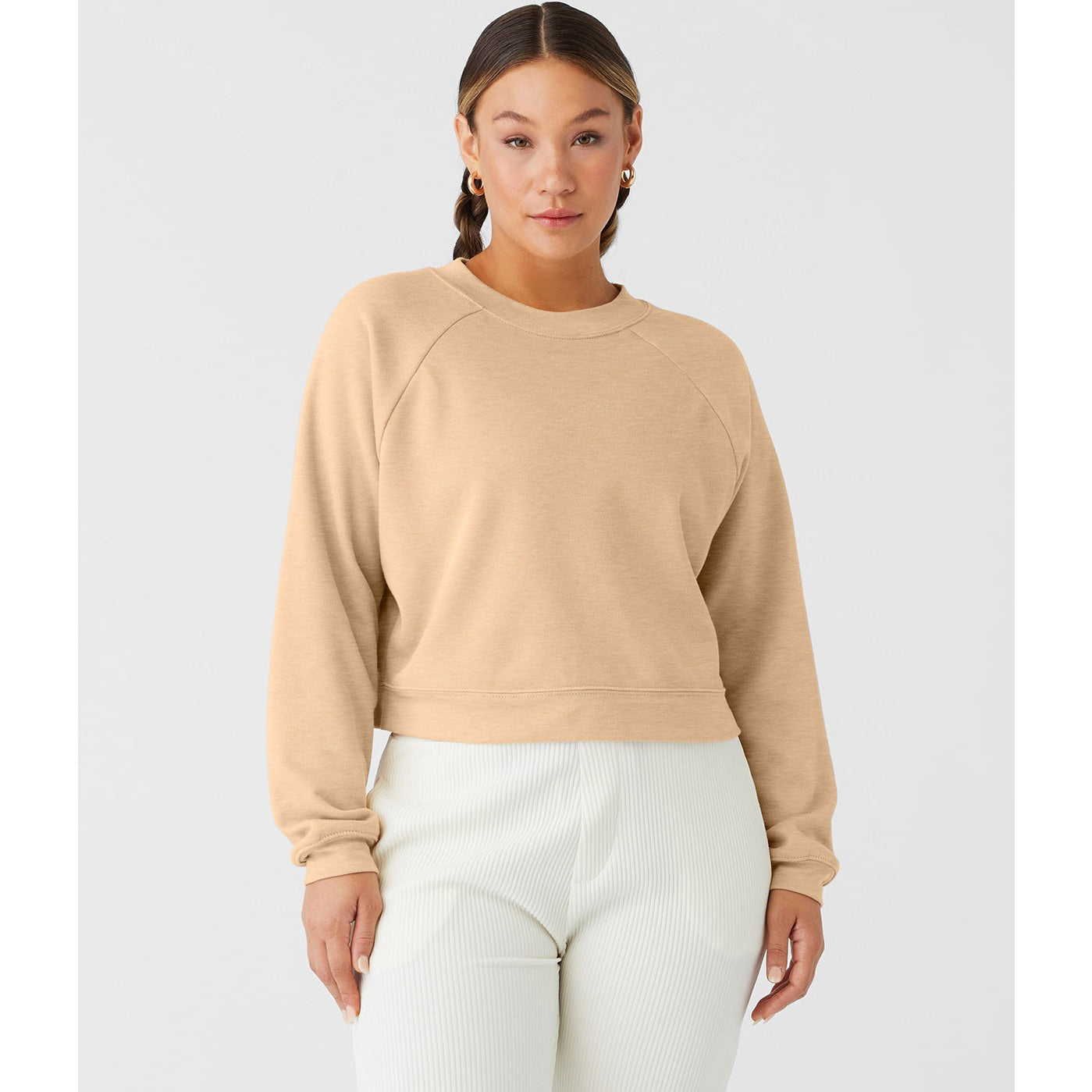 Bella Canvas Women's Raglan Pullover Fleece Soft Sponge Cotton Blend Top