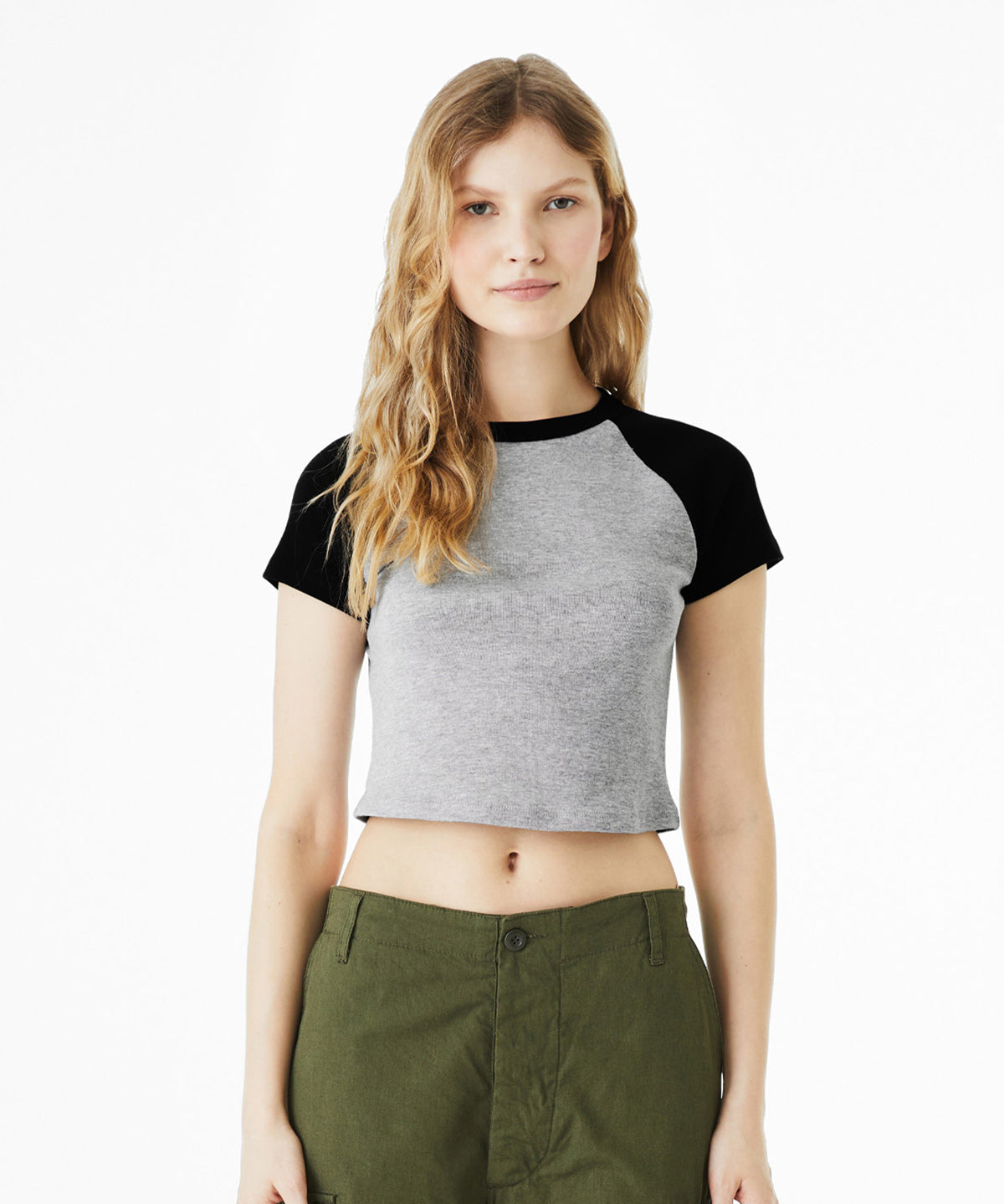 Bella Canvas Women's Micro Rib Raglan Baby T-Shirt Fitted Cap Sleeve XS-2XL