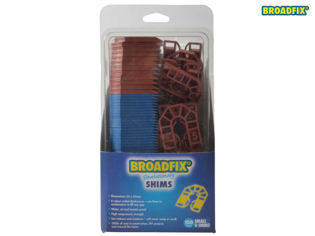 Broadfix Small U-Shim Mixed Pack of 100 Waterproof Plastic Shims 1-6mm