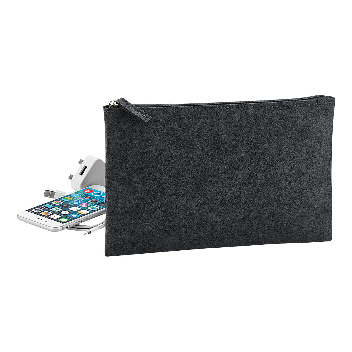 Bagbase Felt Accessory Pouch Multi-Purpose Zip Closure 1 Litre Capacity