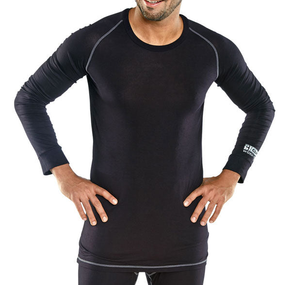 Beeswift Base Layer Long Sleeve Vest Soft Comfortable Crew Neck Ribbed Cuffs