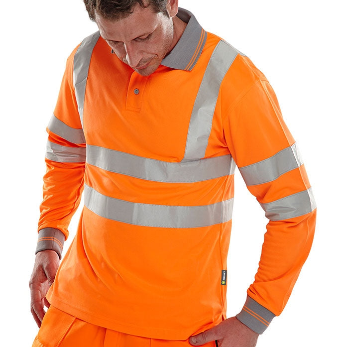 Bseen ISO 20471 Long Sleeve Polo Shirt High Visibility Safety Workwear