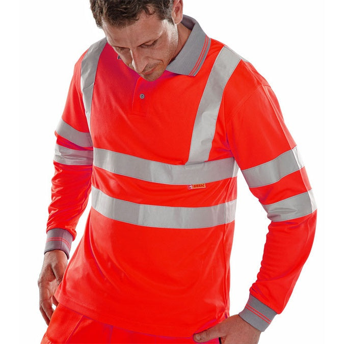 Bseen ISO 20471 Long Sleeve Polo Shirt High Visibility Safety Workwear