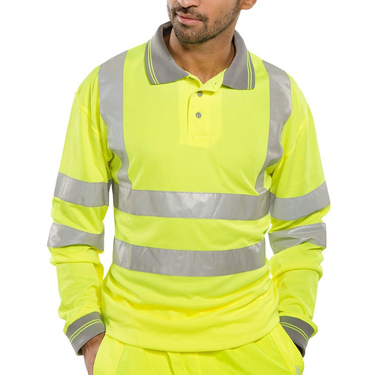 Bseen ISO 20471 Long Sleeve Polo Shirt High Visibility Safety Workwear