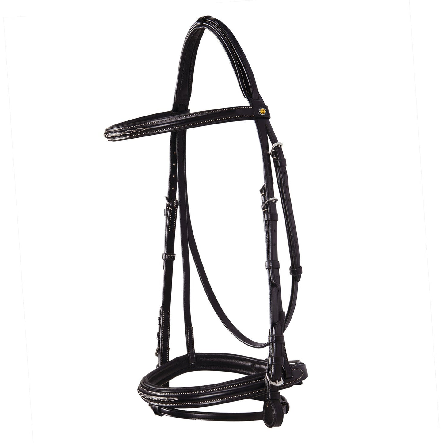 Equestro Leather English Bridle With Embroideries New #colour_brown