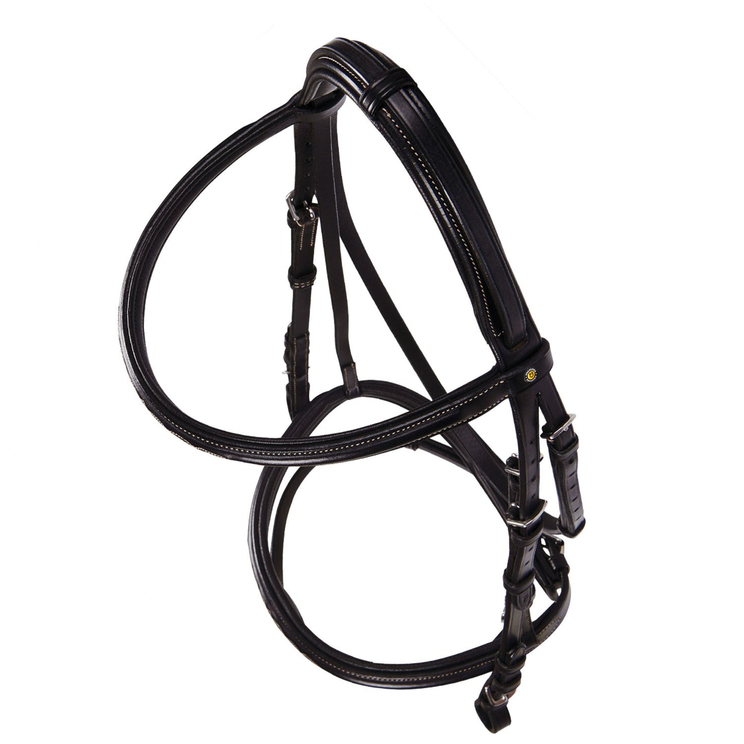 Equestro Leather English Bridle With Embroideries New #colour_brown