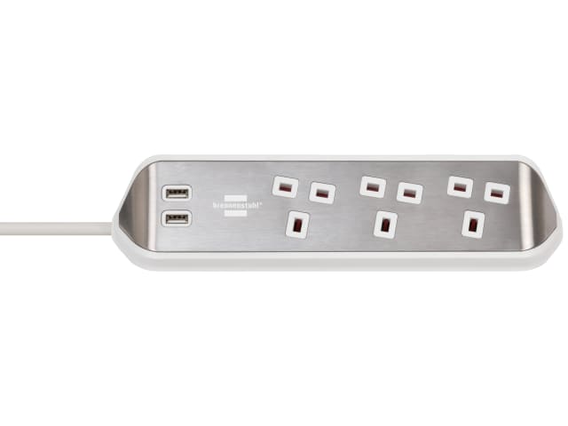 Brennenstuhl Estilo Corner Extension Lead 240V 3-Gang 13A White 2m Cable