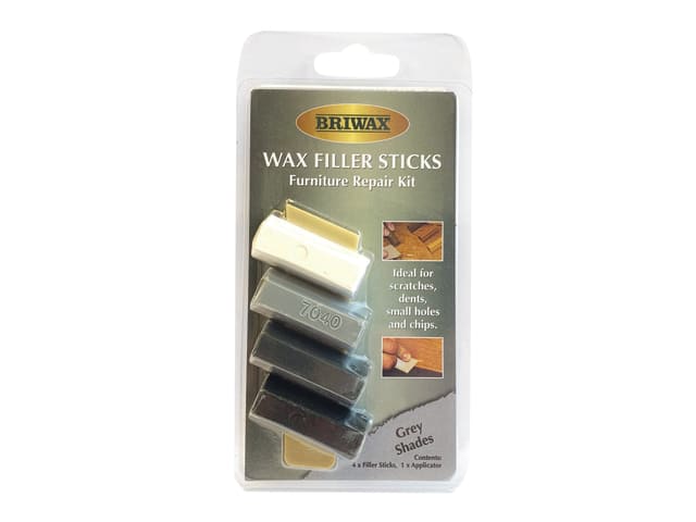 Briwax Wax Filler Sticks Grey Shades Pack of 4 for Wood and Plastic Repair
