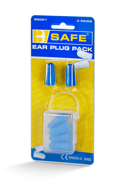 Bsafe Foam Disposable Ear Plugs 3-Pack with Clip-on Handle SNR 34