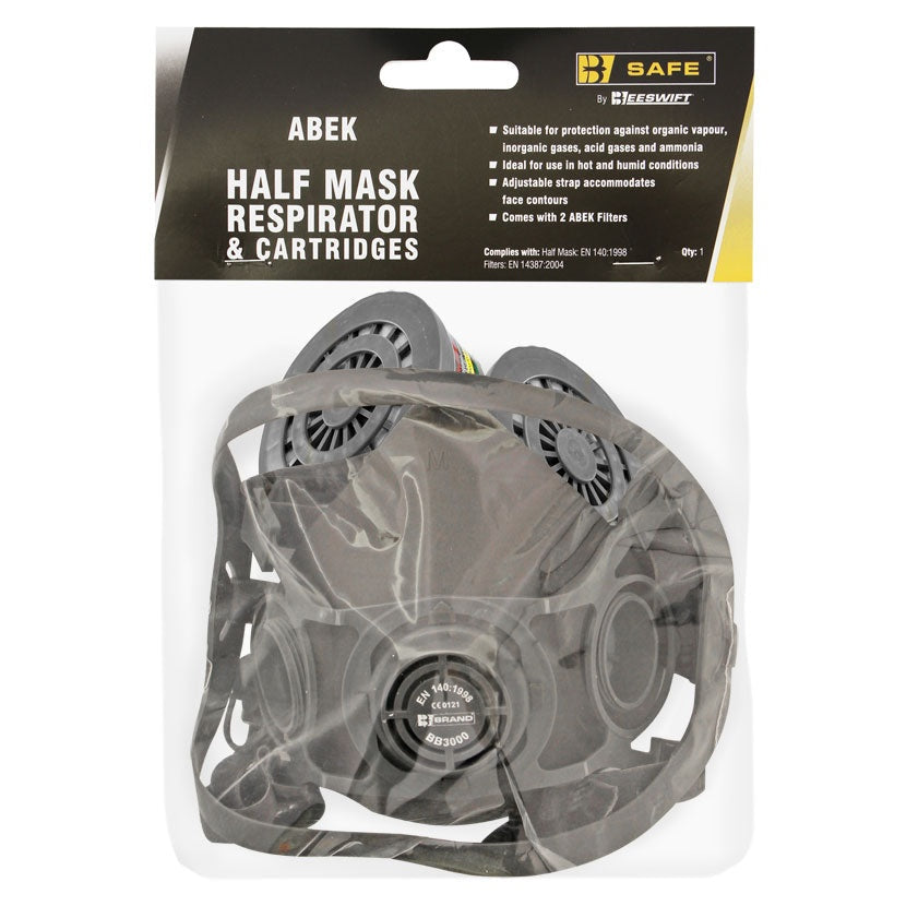 Bsafe Half Mask Respirator with ABEK Filters Soft TPE Adjustable Fit