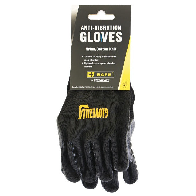 Beeswift Glovezilla Anti Vibration Gloves Nylon Cotton Abrasion Cut Tear Resist.