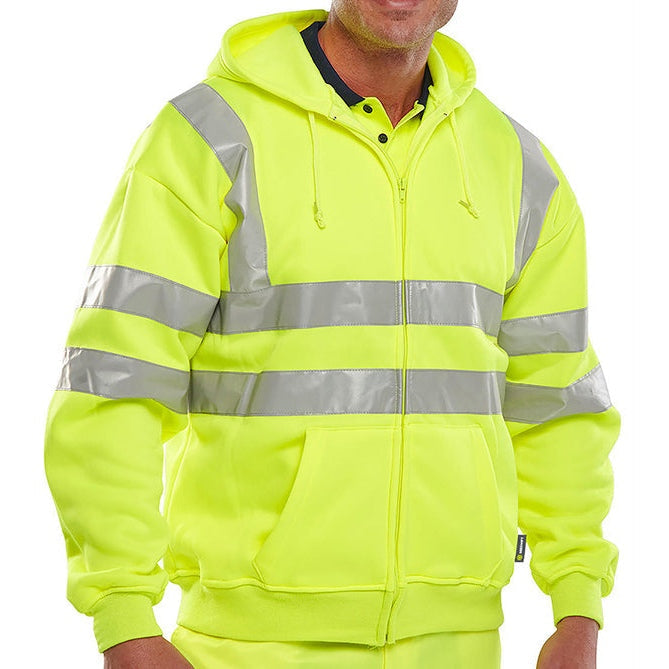 Beeswift High Visibility Hooded Zipped Sweatshirt EN ISO 20471 Class 3