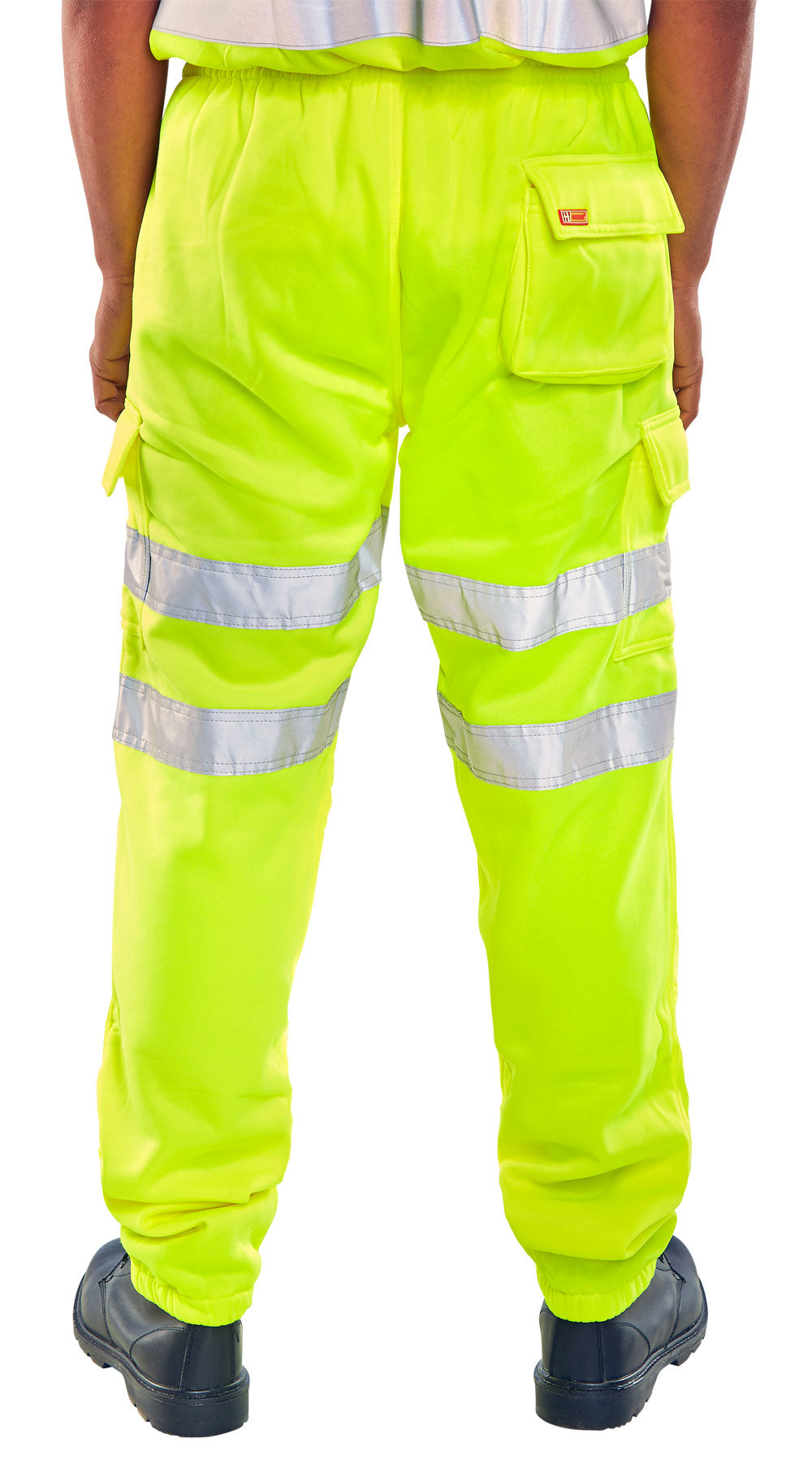 Beeswift Hi Viz Jog Bottoms Anti-Pill Fleece Elasticated Waist Reflective Tape