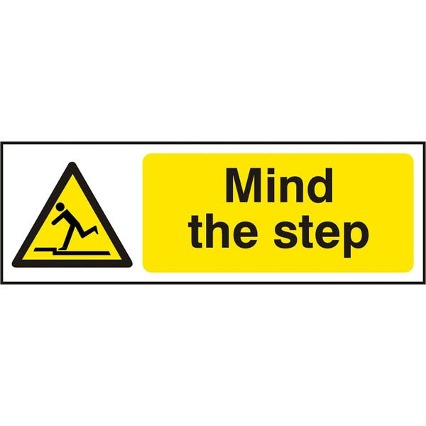 Bsafe Mind The Step Safety Sign Self Adhesive Vinyl 300x100mm Pack of 5