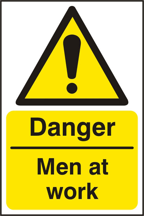 Bsafe Danger Men At Work Sign Self Adhesive Vinyl 200x300mm Pack of 5