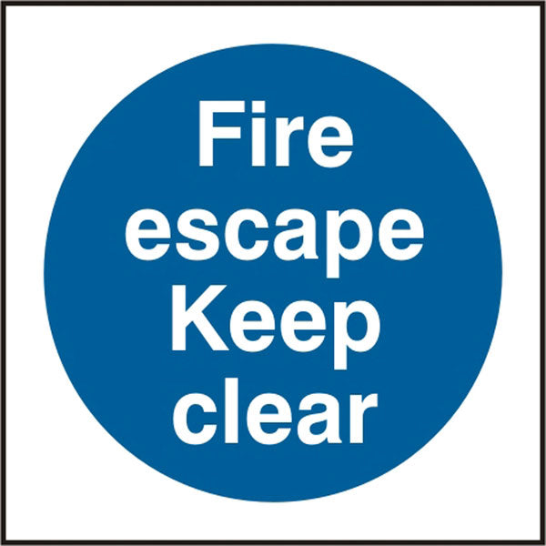 Bsafe Fire Escape Keep Clear Sign Self Adhesive Vinyl 100x100mm Pack of 5