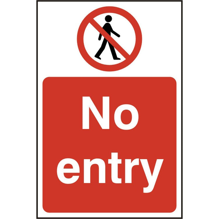 Bsafe No Entry Safety Sign Self Adhesive Vinyl 200x300mm Pack of 5