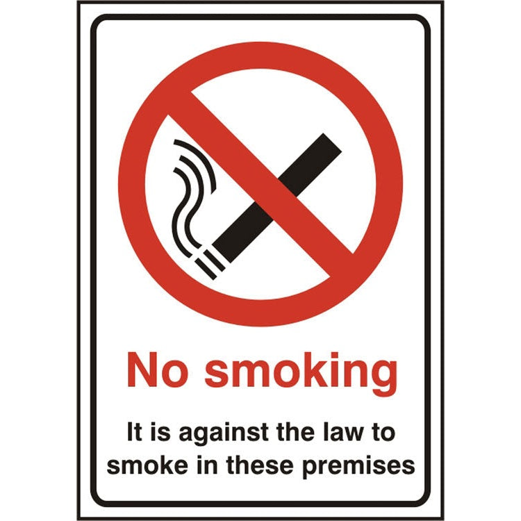 Bsafe No Smoking Sign Self Adhesive Vinyl 148x210mm Pack of 5 Safety Notice